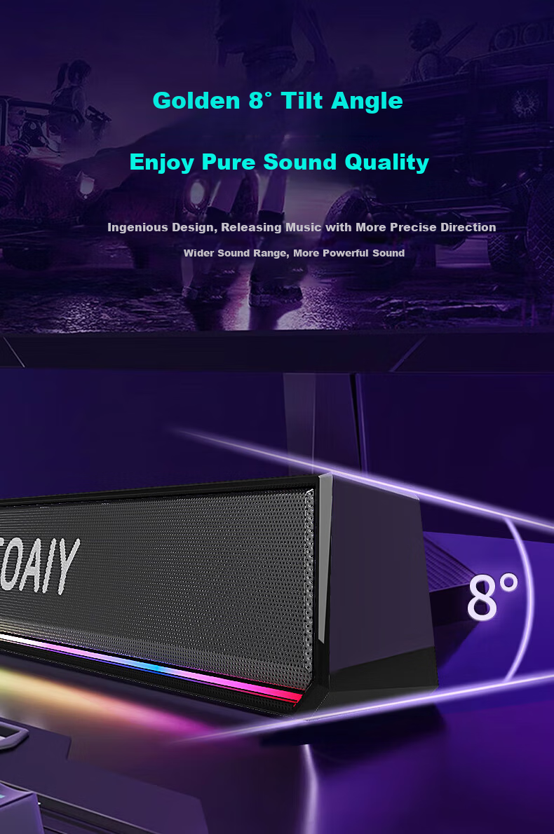 Компьютерная акустика Soaiy SH02, Bluetooth 5.3, RGB подсветка, черный