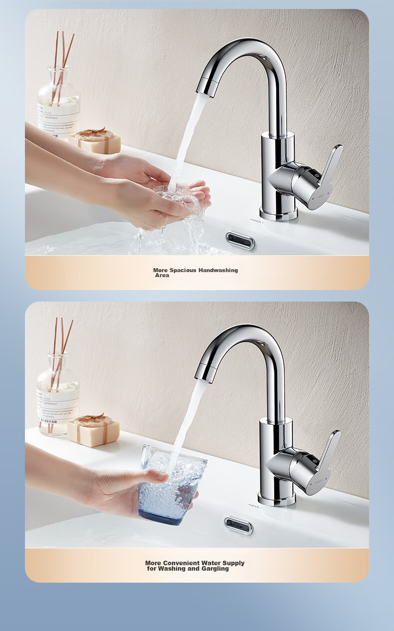 Смеситель для раковины HEGII HMF928-111B, поворотный, с горячей и холодной водой, цинковый сплав, хром