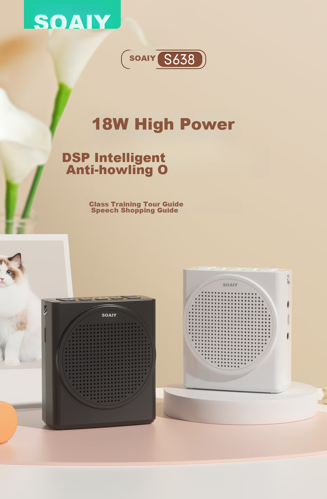 Портативная акустика Soaiy S638, 18 Вт, Bluetooth 5.3, запись звука, черный