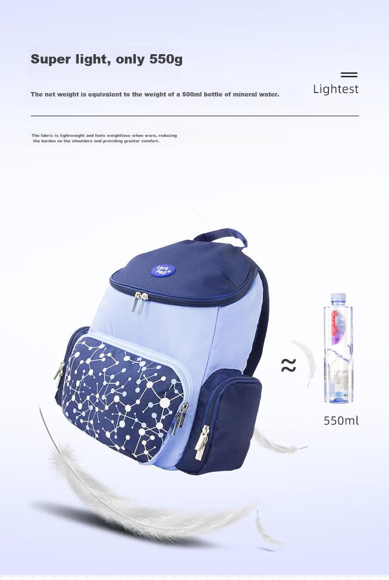 Школьный рюкзак Lark Pad Ultra-Light для 1-3 классов, легкий детский ранец с двумя лямками, синий