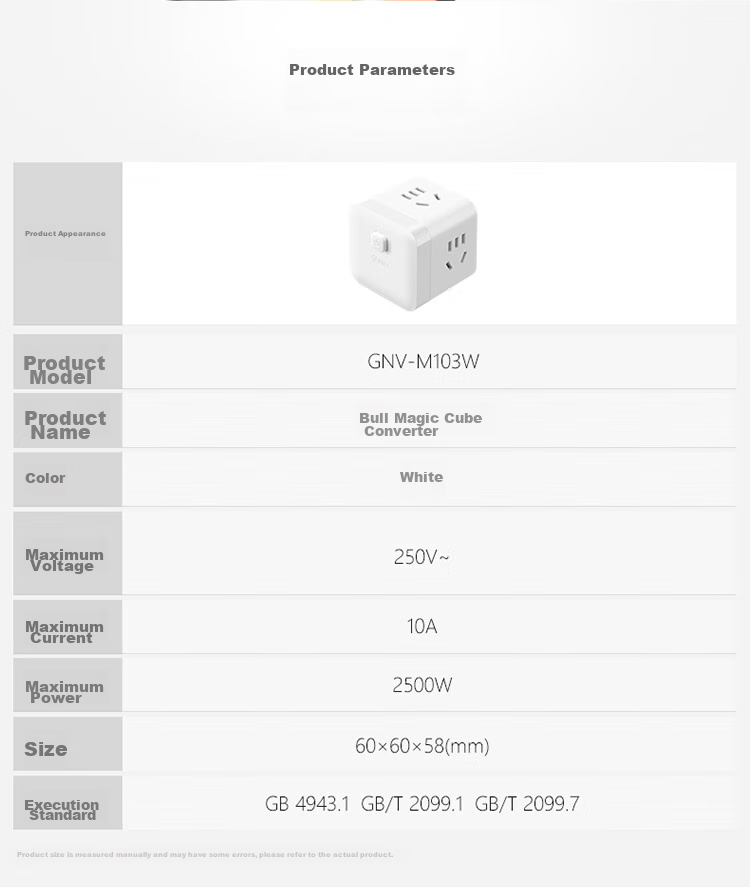 Удлинитель BULL GNV-M103W, кубический, 3 розетки, с мастер-переключателем, белый