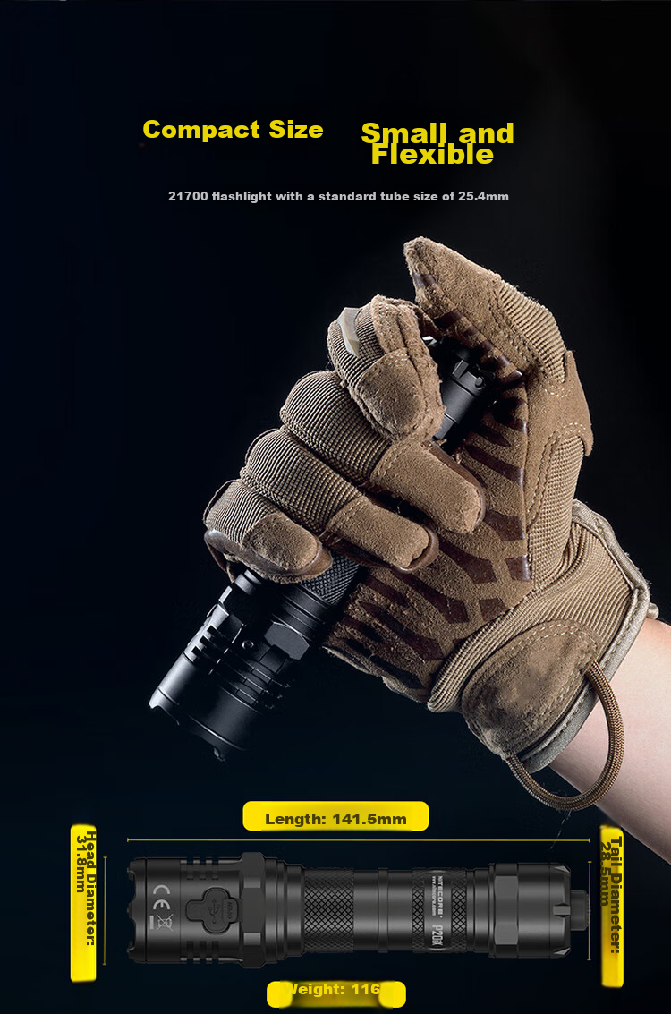 Тактический фонарь NITECORE P20iX с высокой яркостью, самооборона на открытом воздухе, стробоскоп одной кнопкой и стеклобой