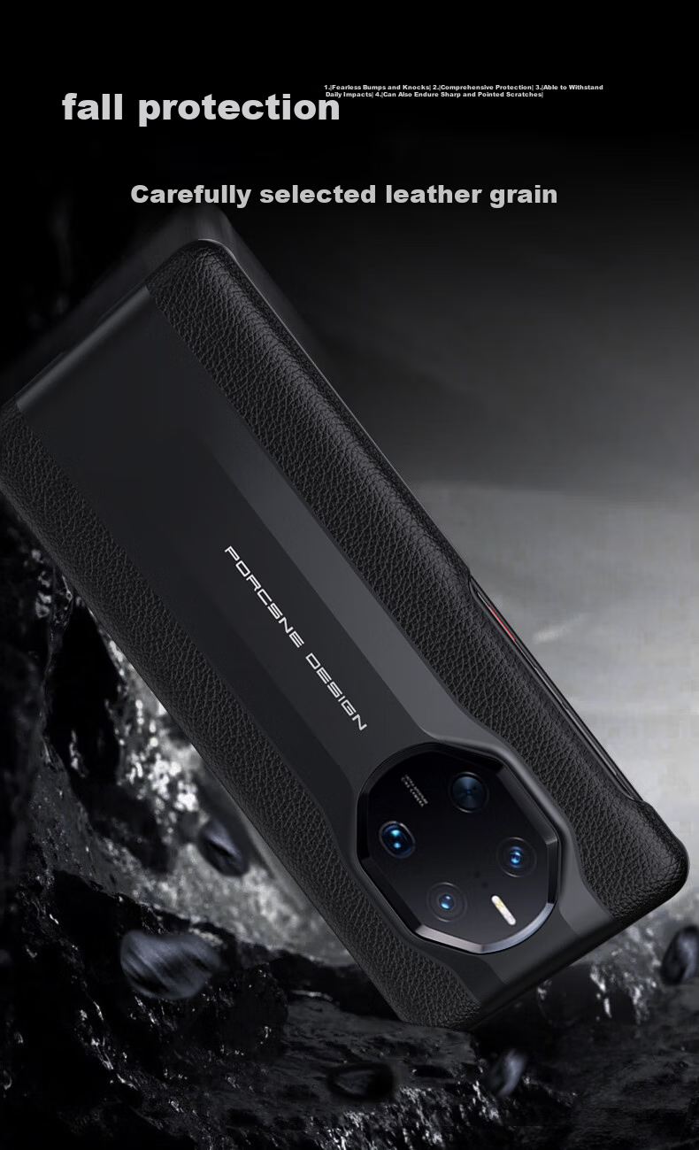 Чехол Porsche Design для Huawei Mate50 RS / Mate50 Porsche Edition, классическая версия, натуральная кожа, ультратонкий, полное покрытие, ударопрочный, элегантный черный