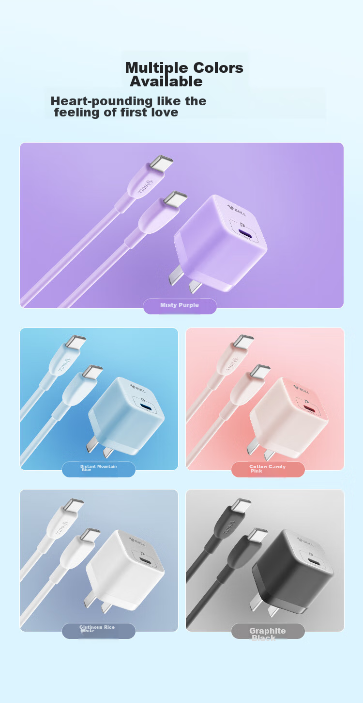 Сетевое зарядное устройство BULL PD20W GNV-AF120 для Apple iPhone 15/14/13/12/11/X/8, быстрая зарядка 20 Вт, черный