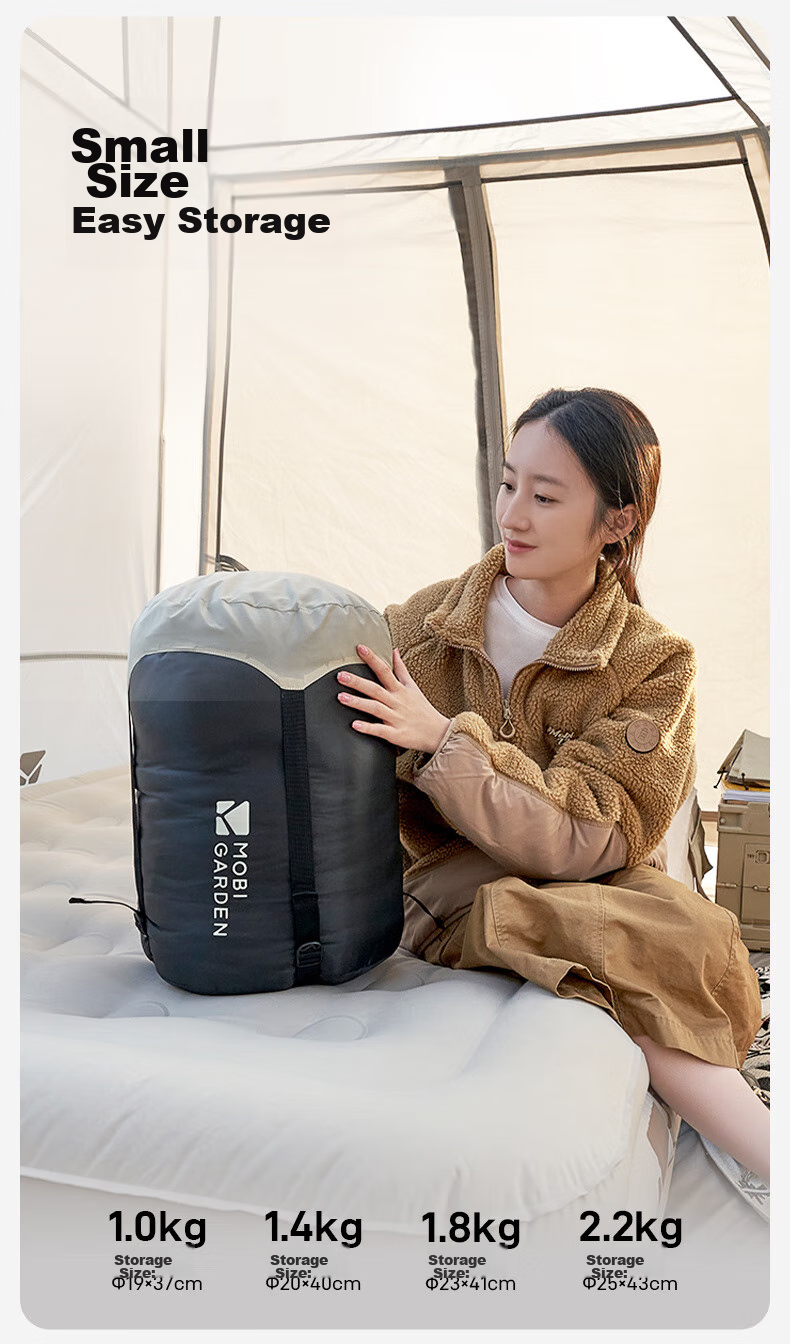 Спальный мешок MOBIGARDEN Xiangyun 1.8 EX19562005, для кемпинга, с возможностью сшивания, теплый, цвет "Светлый песок", левый
