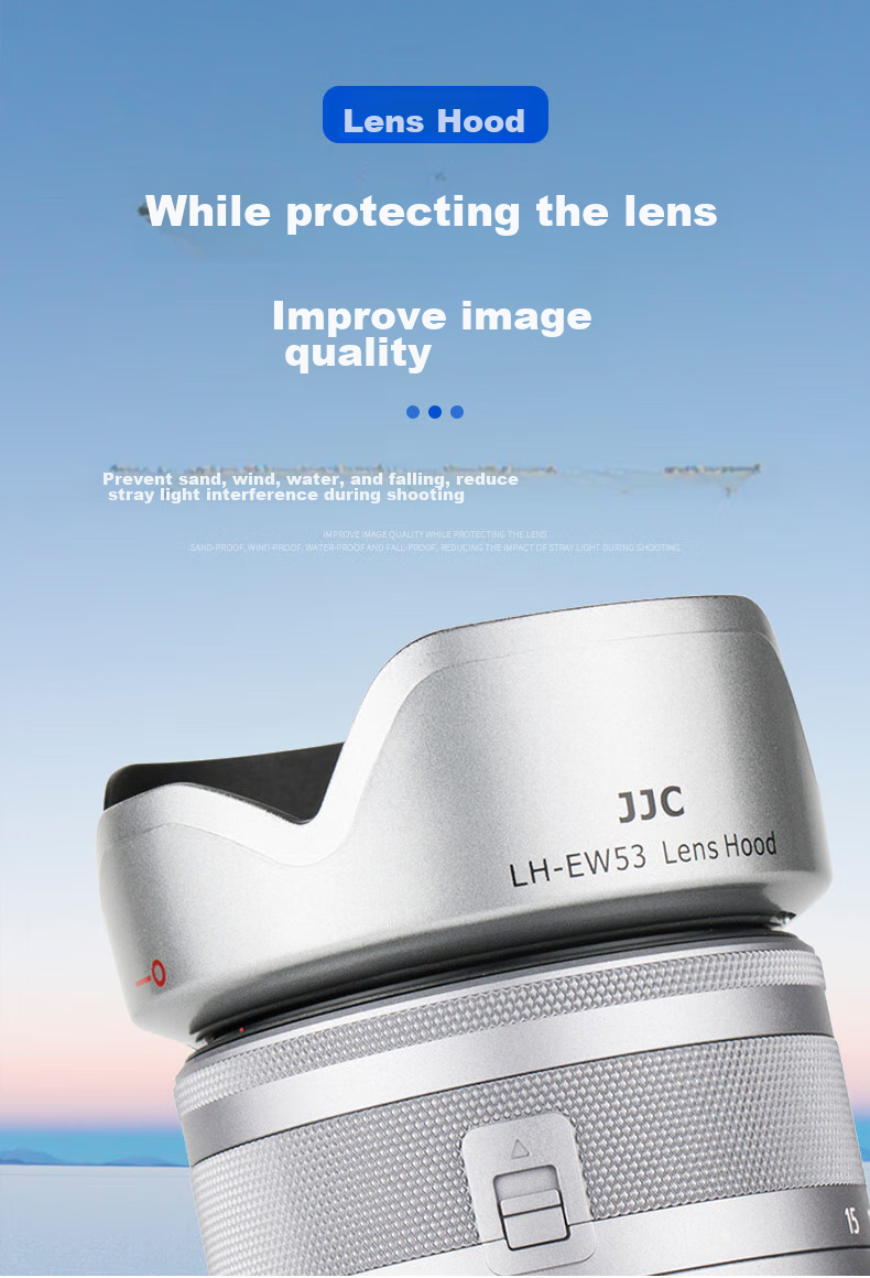 Бленда JJC LH-EW53 для объективов Canon RF-S 18-45mm и EF-M 15-45mm, 49 мм, пластиковая, черная
