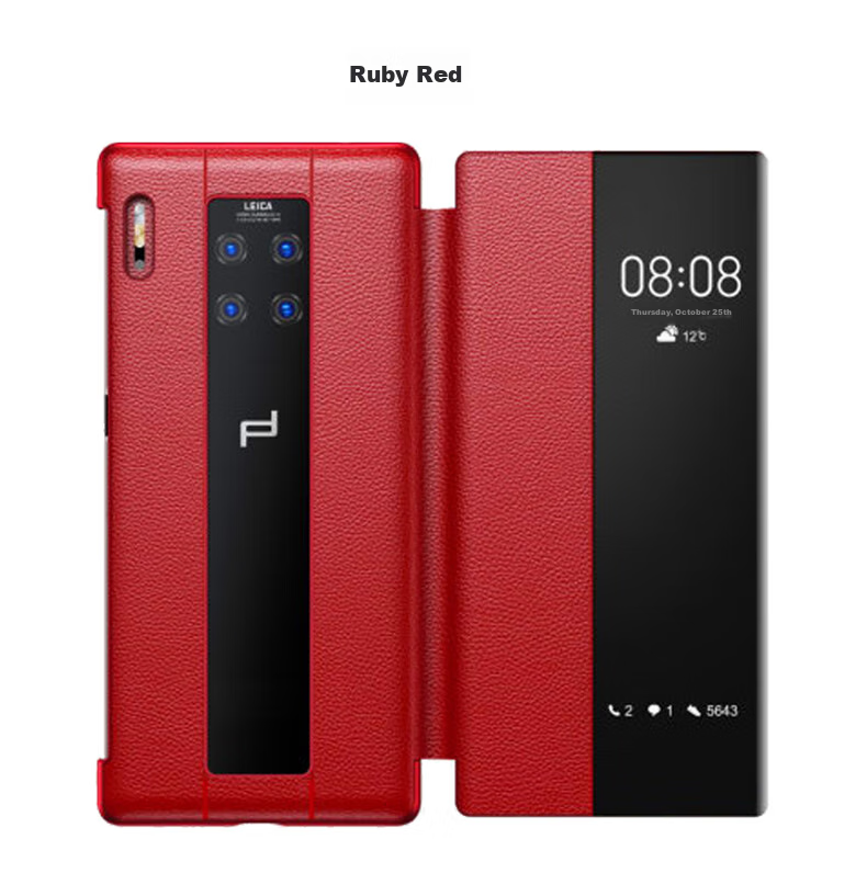 Чехол ZhengJian для Huawei Mate30 RS Porsche Design, флип-чехол с окном, противоударный, с функцией Smart Sleep, черный