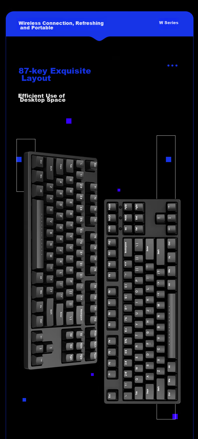 Беспроводная механическая клавиатура ikbc W200, 87 клавиш, Cherry MX Brown, черный