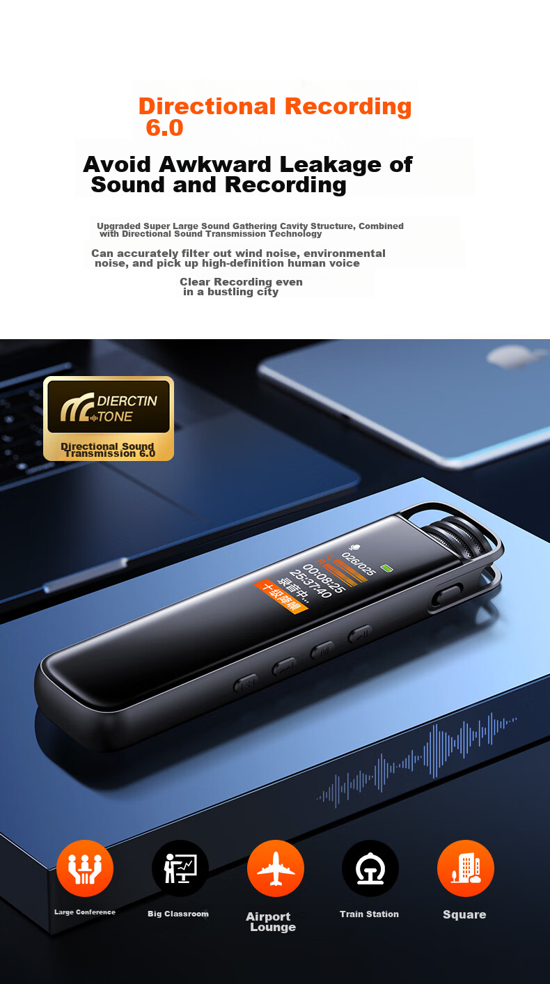 NINTAUS R33, диктофон, 32 ГБ, портативный аудиорекордер с шумоподавлением 10 уровней, запись до 30 часов, металлический корпус, ЖК-экран