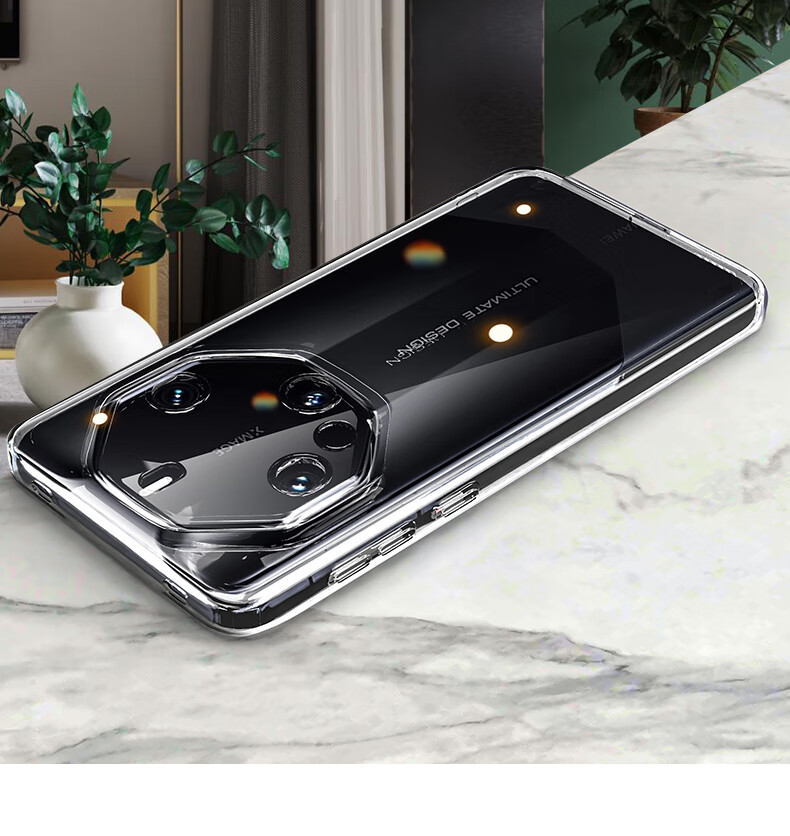 Противоударный чехол HotFire для Huawei Mate60 RS, Mate60 RS Pro, прозрачный, силикон, с защитой камеры, простой стиль