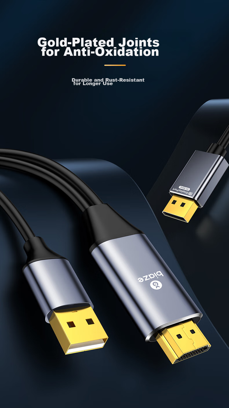 Кабель-адаптер BIAZE HDMI на DP, 1.8 метра, 4K/60Hz, Displayport Male на 4K HD видео конвертер, компьютер PS4 на монитор