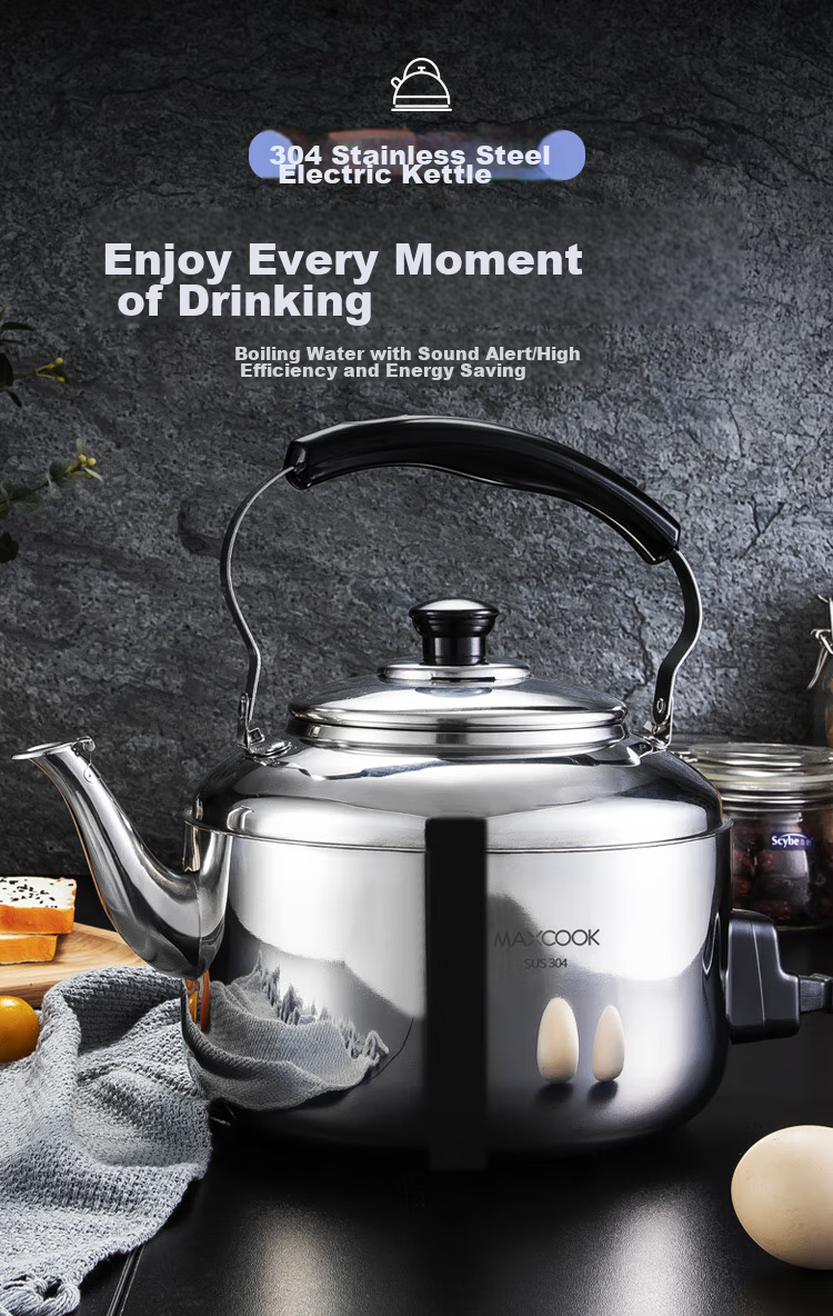 Электрический чайник MAXCOOK TB-Z26, 6 л, нержавеющая сталь 304, с носиком, противоскользящий, защита от перегрева, индикатор свистка