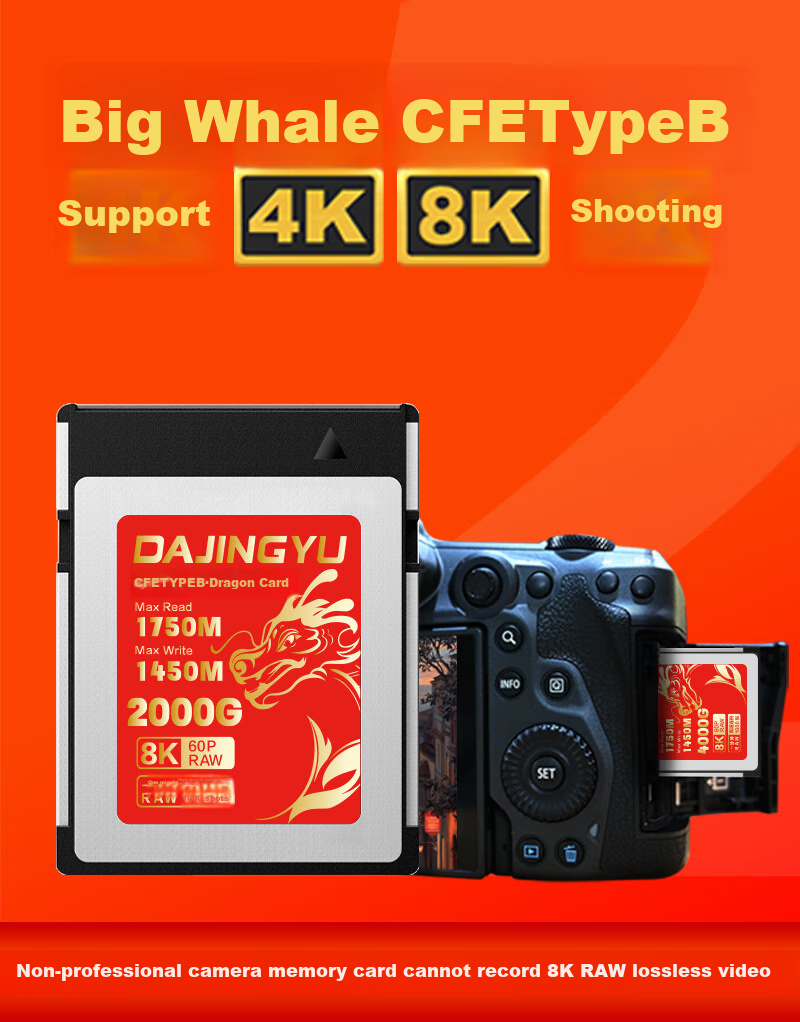 Карта памяти DAJINGYU CFexpress Type B, 128 ГБ, высокоскоростная, для камер Nikon, Canon, Fuji, Panasonic