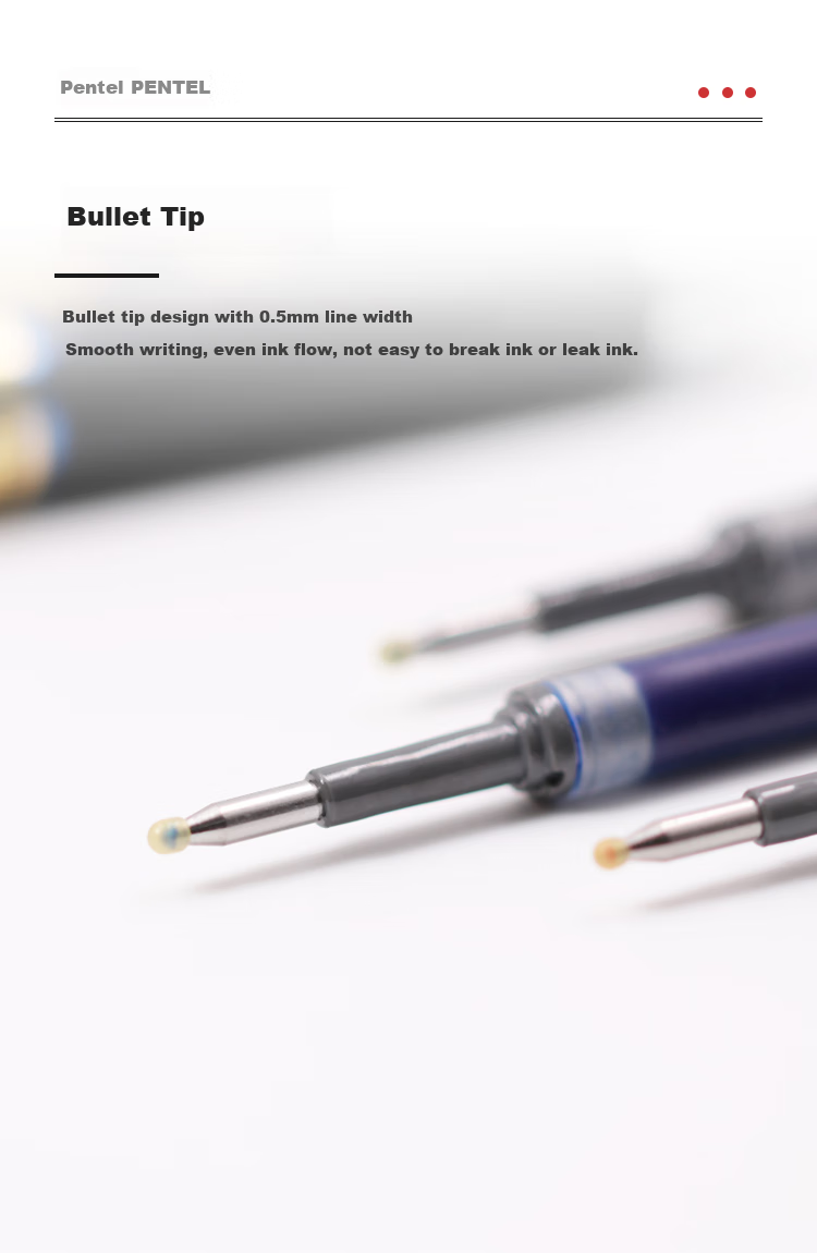 Набор стержней для гелевой ручки Pentel LRP5, 0.5 мм, черный, 12 шт.