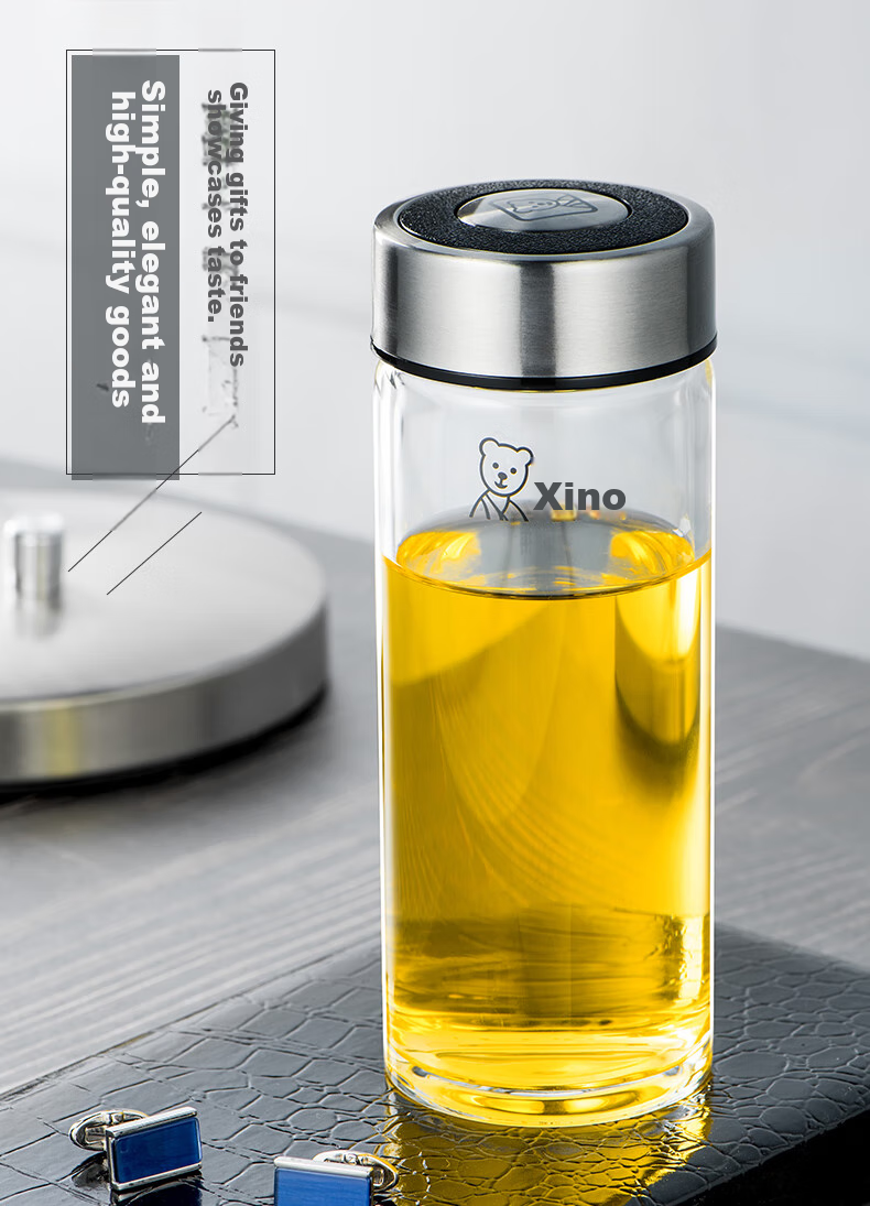Стакан HEENOOR XN-6017L, 530 мл, с ситечком для заварки, высокоборосиликатное стекло, для дома и офиса, для мужчин, автомобильный