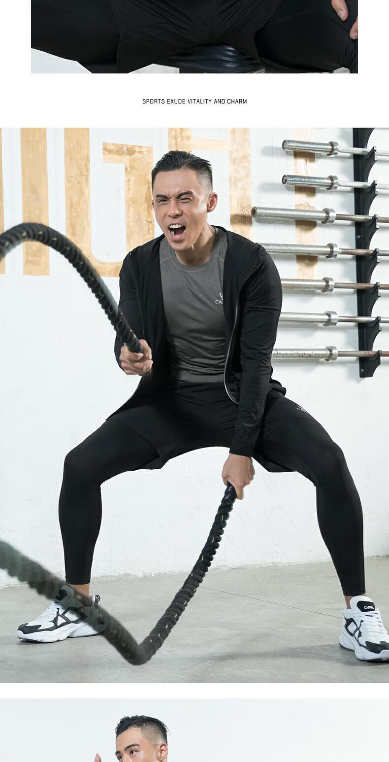 CAMEL Fitness Пятикомпонентный спортивный костюм для мужчин, быстросохнущий, для бега и тренировок, черный, размер XL