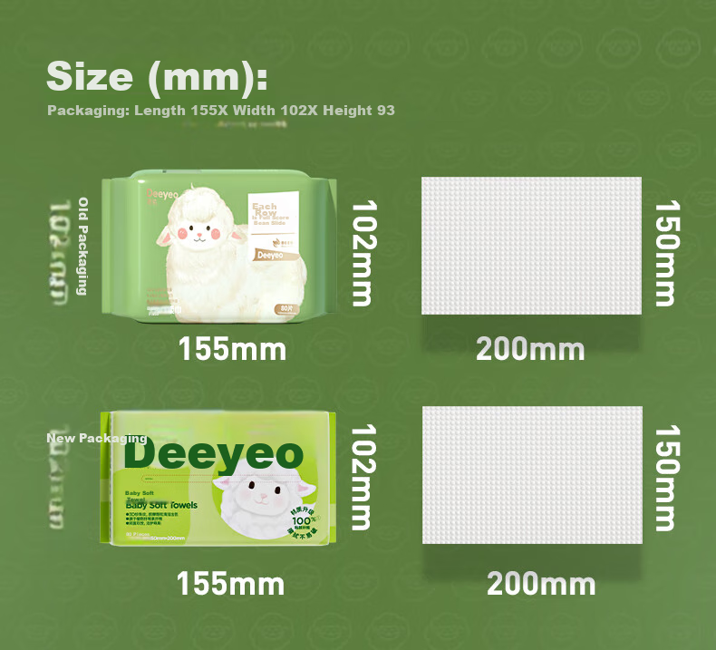 Детские влажные полотенца Deyou Soft Cotton Wipes, 80 шт. * 10 упаковок, одноразовые, утолщенные, для сухого и влажного использования, нежные салфетки для лица
