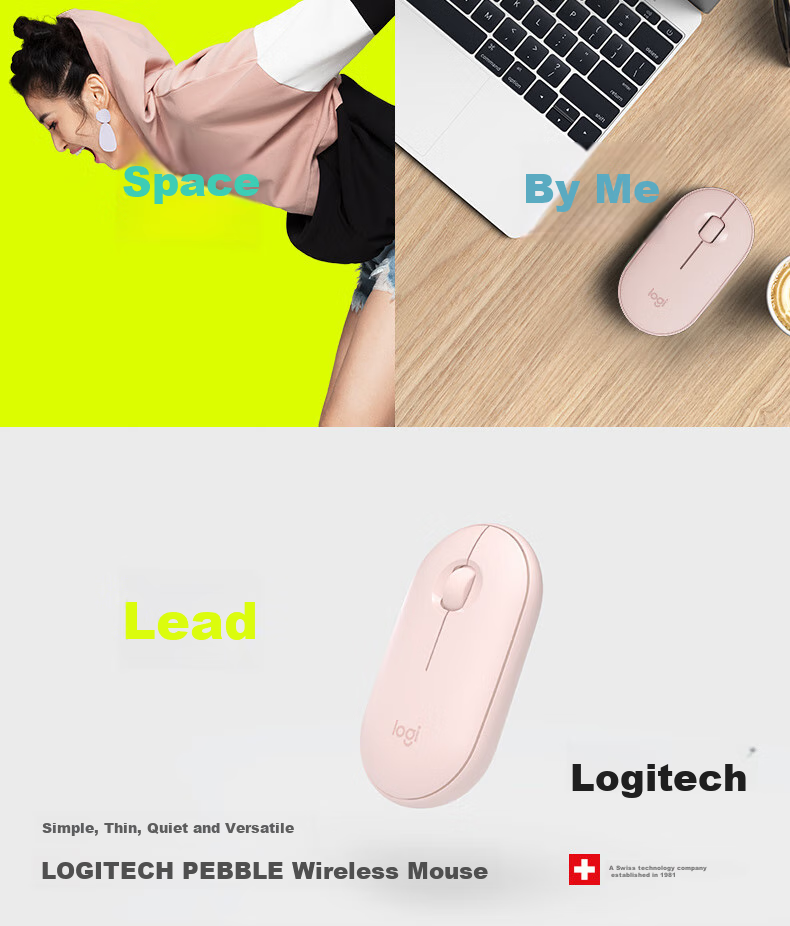 Беспроводная мышь Logitech Pebble, Bluetooth, офисная, тихая, симметричная, графитовый черный