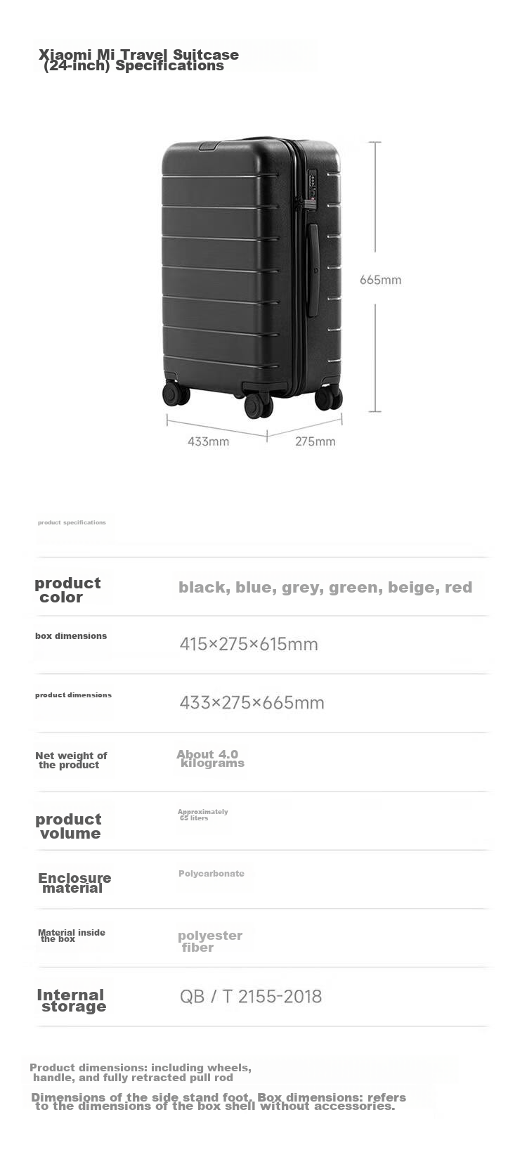 Чемодан Xiaomi Mijia Luggage, 20-дюймовый ручная кладь, поликарбонатный, с кодовым замком, бежевый