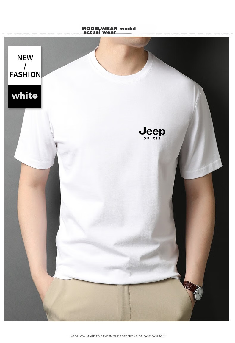 Мужская футболка JEEP SPIRIT, летняя, с коротким рукавом, из чистого хлопка, для спорта и отдыха, черная, размер 2XL
