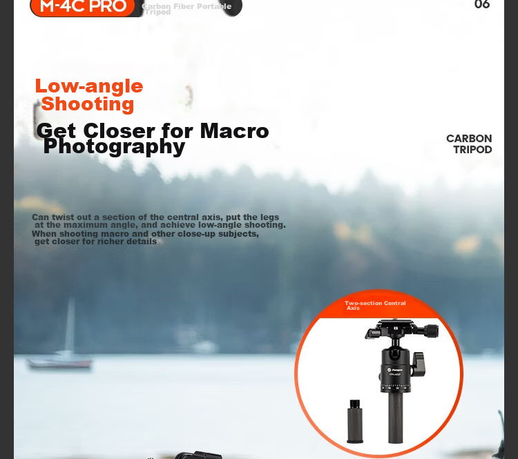 Штатив Fotopro M-4C Pro + 42QP из углеродного волокна, портативный, профессиональный, для цифровых камер, с шаровой головкой