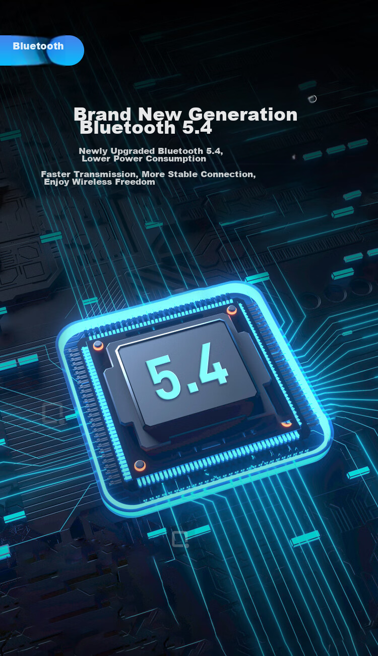 iGene Беспроводные наушники Bluetooth 5.4 с шумоподавлением, 180 часов работы, водонепроницаемые IPX6, черный
