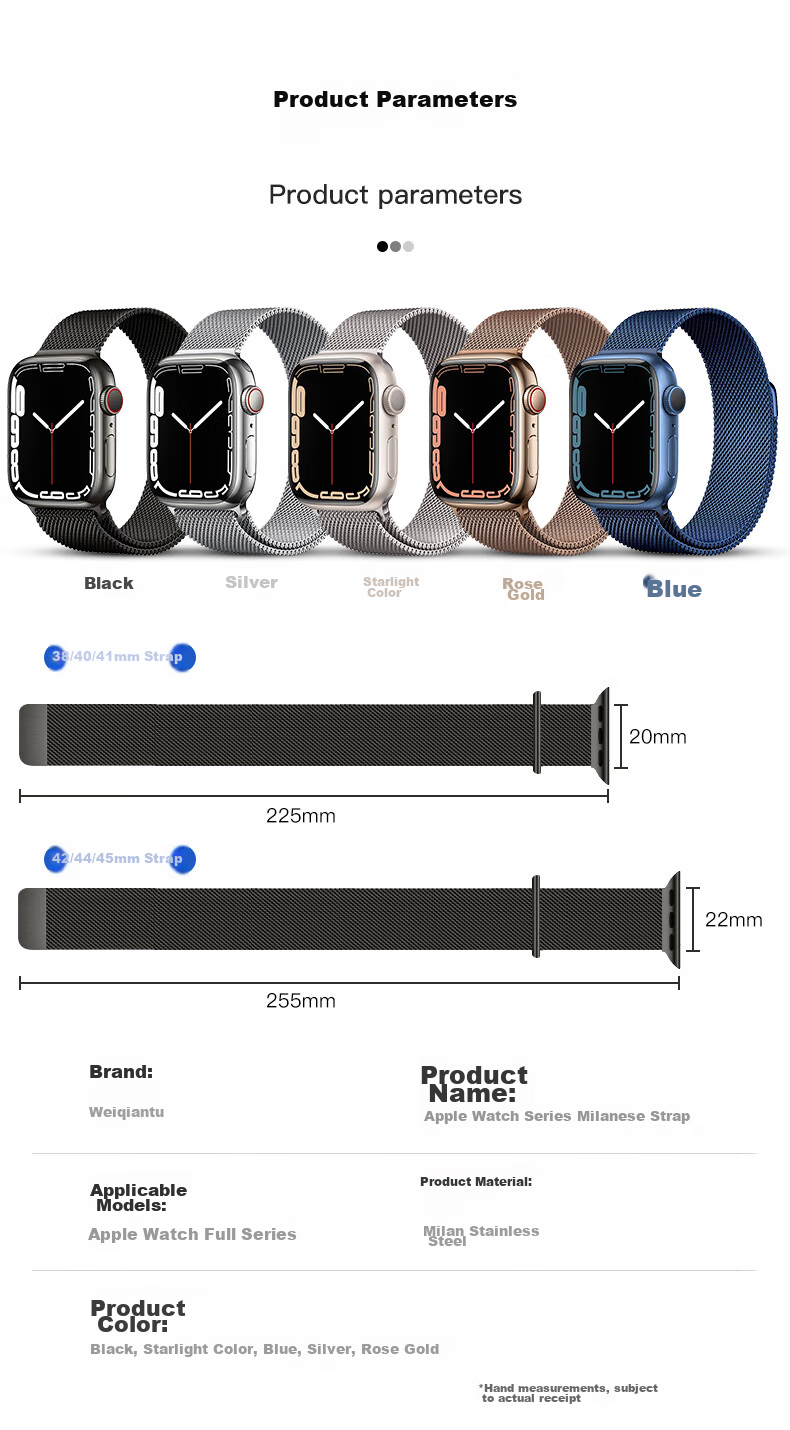 Ремешок Milanese для Apple Watch Ultra2/S10/S9/8/7 44/45/49MM, стальной, с магнитной застежкой, цвет "Звездный свет"