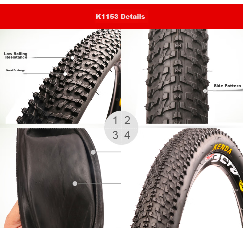 Наружная покрышка для горного велосипеда KENDA K52 26*2.125, износостойкая, нескользящая, с большим протектором, дренажная, резиновая, черная