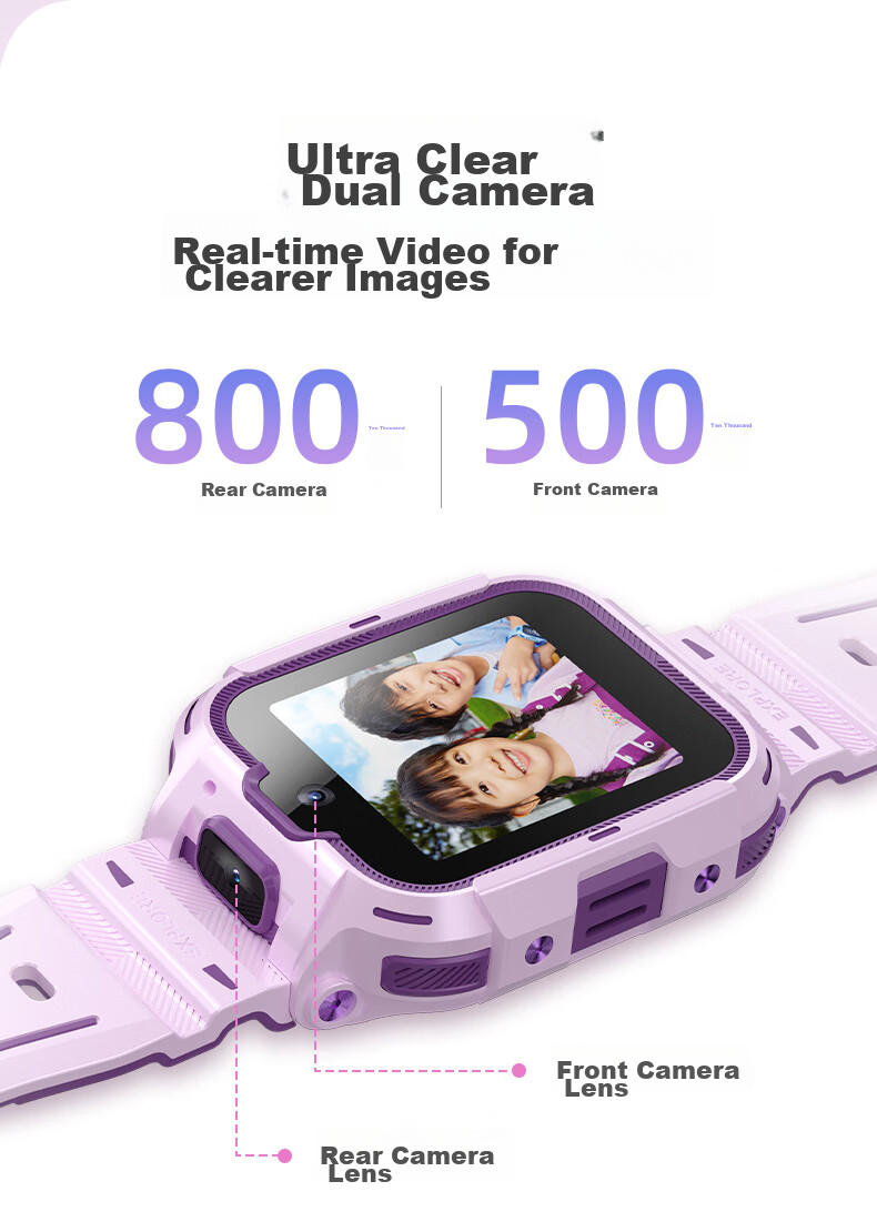 Детские умные часы 360 11X с HD двойными камерами, водонепроницаемые, GPS-позиционирование, длительное время автономной работы, поддержка 4G, видеозвонки, слот для SIM-карты, для школьников, фиолетовые
