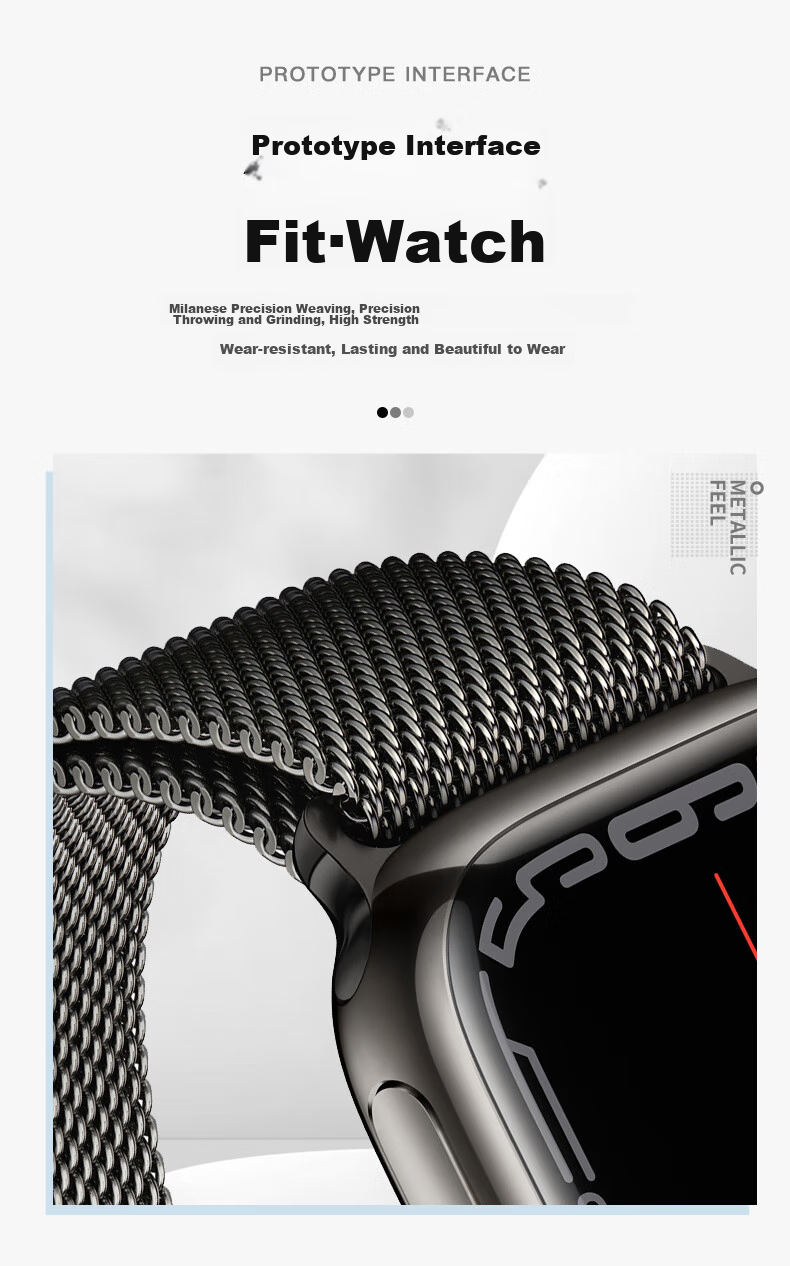 Ремешок Milanese для Apple Watch Ultra2/S10/S9/8/7 44/45/49MM, стальной, с магнитной застежкой, цвет "Звездный свет"
