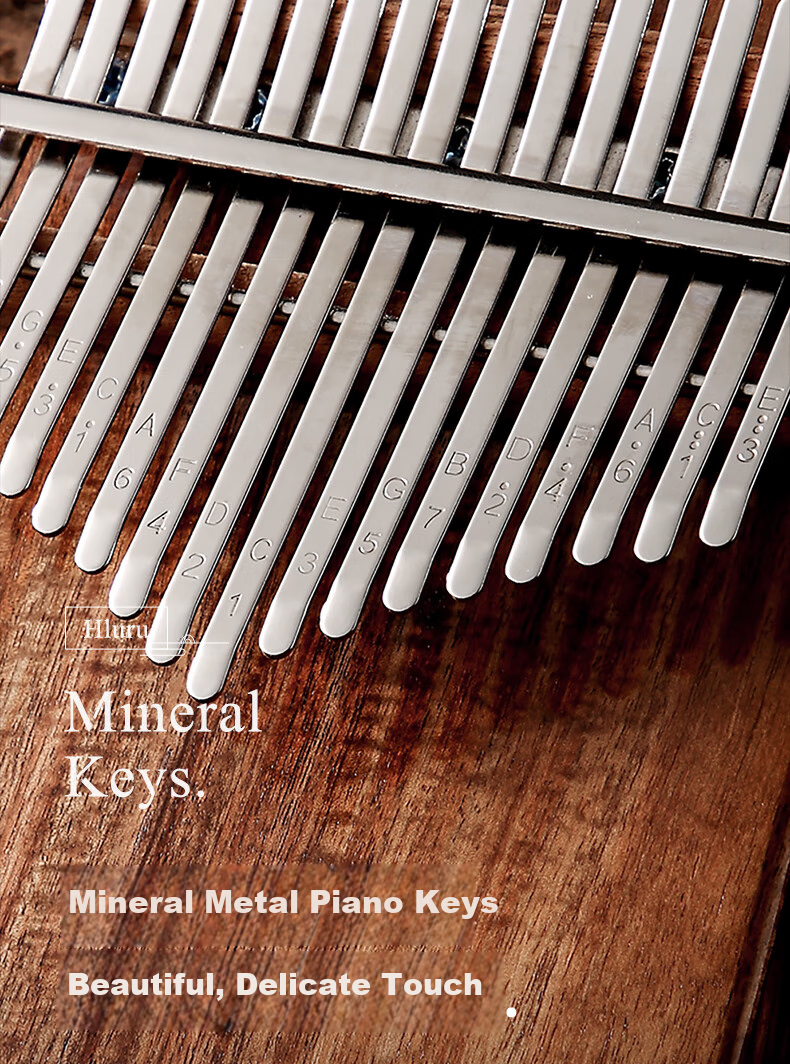 Калимба (Thumb Piano) Hluru, 17-клавишная, с нижним отверстием, из цельного массива дерева, материал - орех