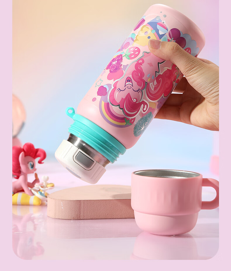 Детская термокружка Shuxi My Little Pony, 580 мл, с двойной трубочкой, из нержавеющей стали 316