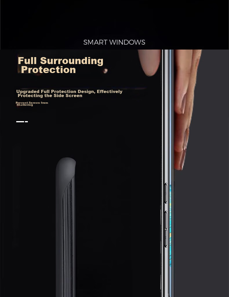 Чехол-книжка Eddga "Chuan Lian Jin Bao" для Huawei Mate50 Pro, флип-обложка с окном для просмотра уведомлений, полная защита, ударопрочный, натуральная кожа, с функцией "сон/пробуждение", черного цвета