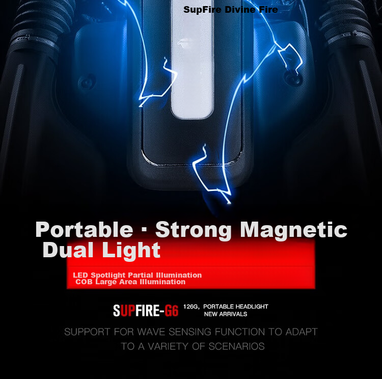 Фонарик SupFire G6, многофункциональный с магнитом, USB-перезаряжаемый светодиодный рабочий фонарь для улицы и дома, авторемонт
