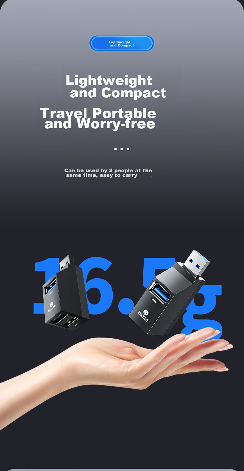BIAZE USB 3.0 концентратор, многопортовый концентратор, кабель-удлинитель данных USB три в одном для ноутбука, адаптер расширения, расширитель внешнего диска