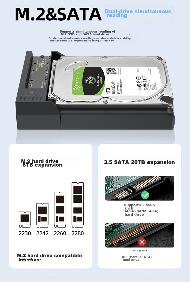 Клонер жестких дисков UNITEK M.2 NVMe/SATA, док-станция для клонирования 2.5/3.5 дюйма, внешний корпус для HDD/SSD, для чтения и копирования данных