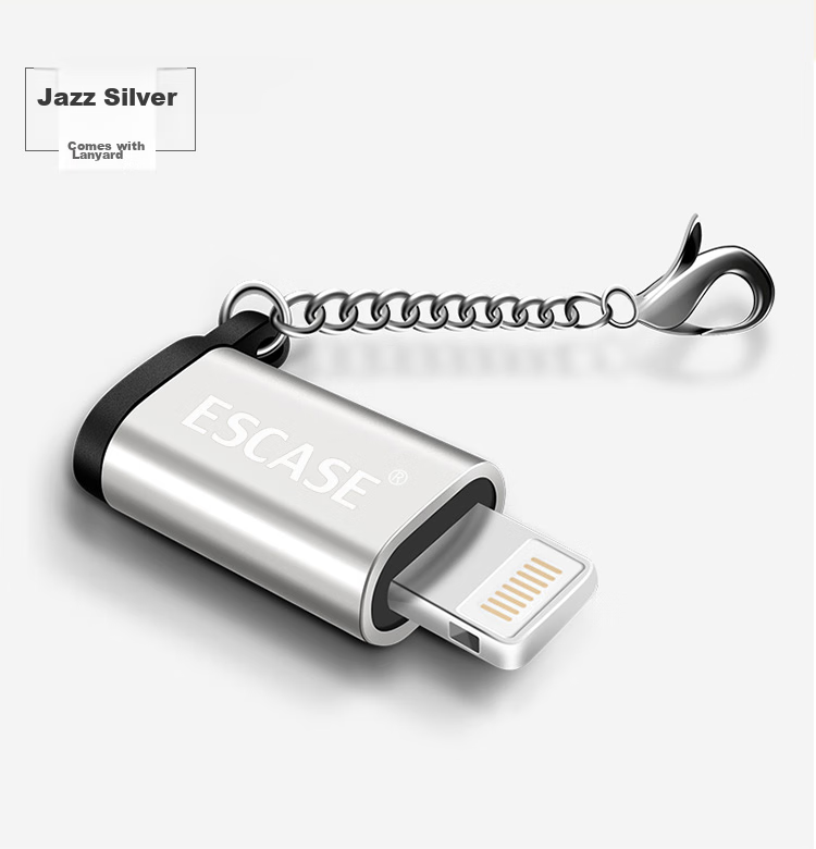 Переходник ESCASE Micro USB на Lightning для iPhone/iPad, OTG, черный