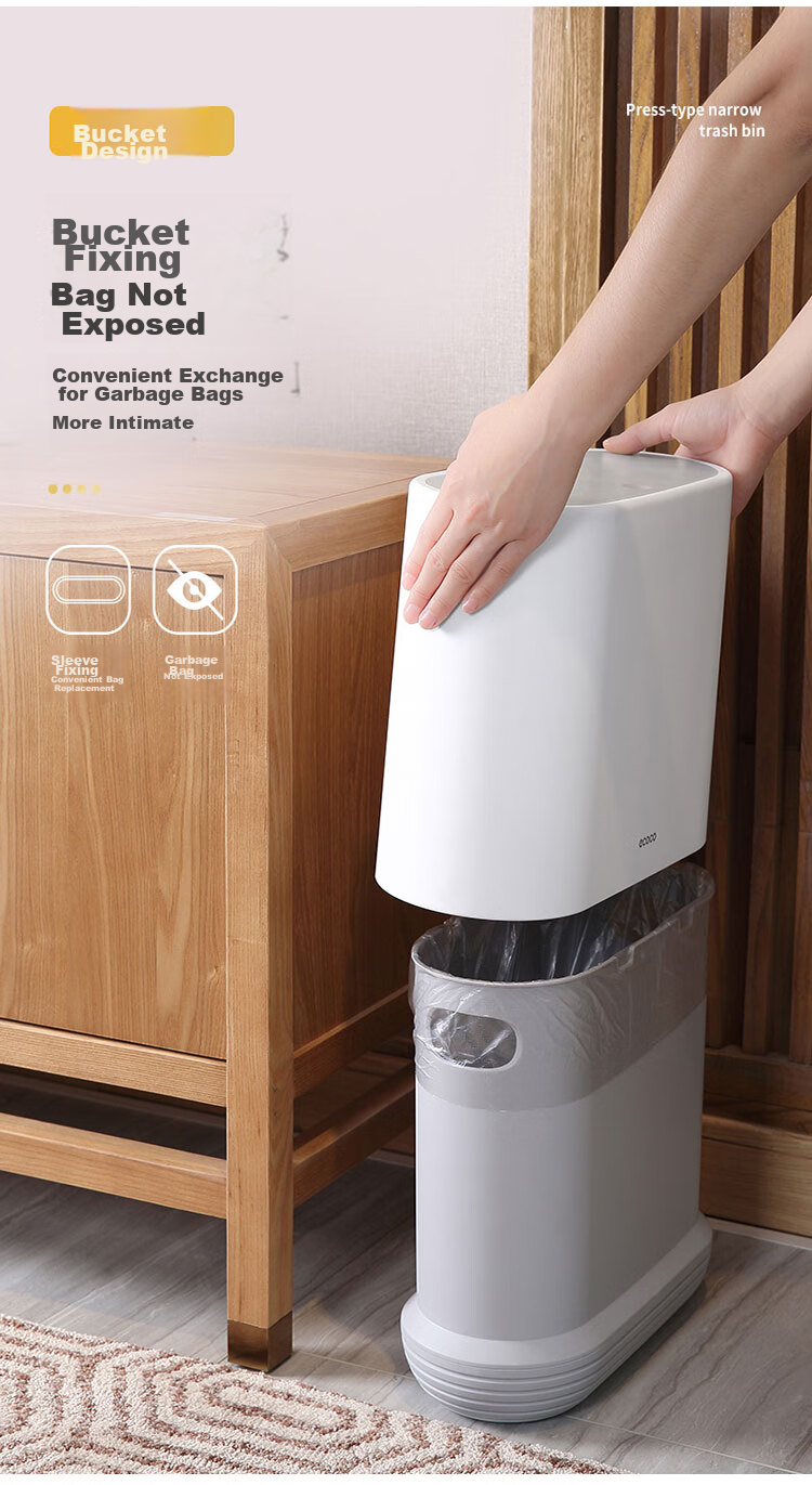 Мусорное ведро Ecoco 10 л, узкое, для ванной комнаты, дома, кухни, гостиной, туалета, с крышкой, модель E25201