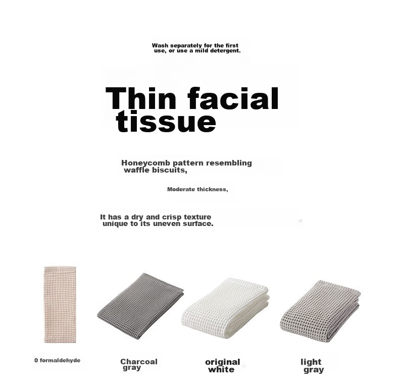 MUJI Полотенце для лица, тонкое, 100% хлопок, вафельная текстура, светло-серое, 34x85 см