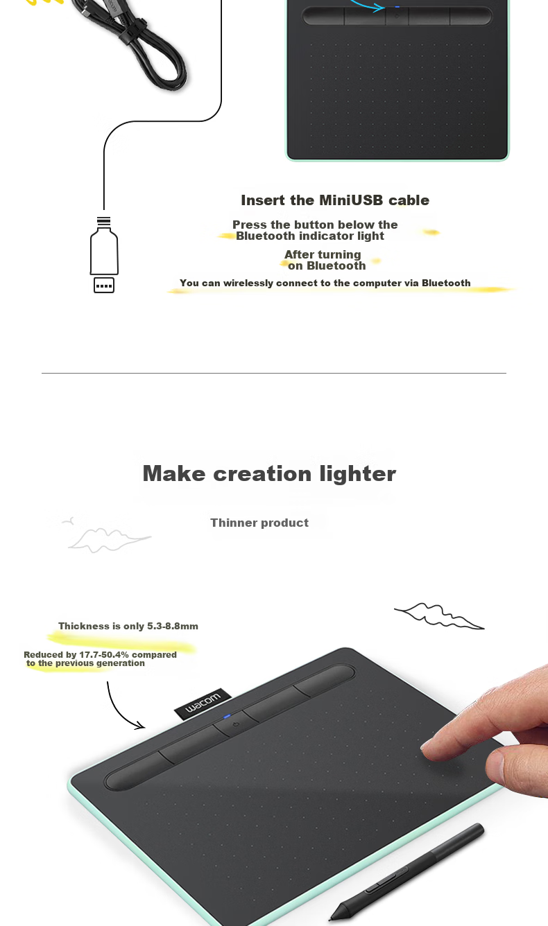 Графический планшет Wacom Intuos CTL-4100WLA/K0 Bluetooth, маленький, черный