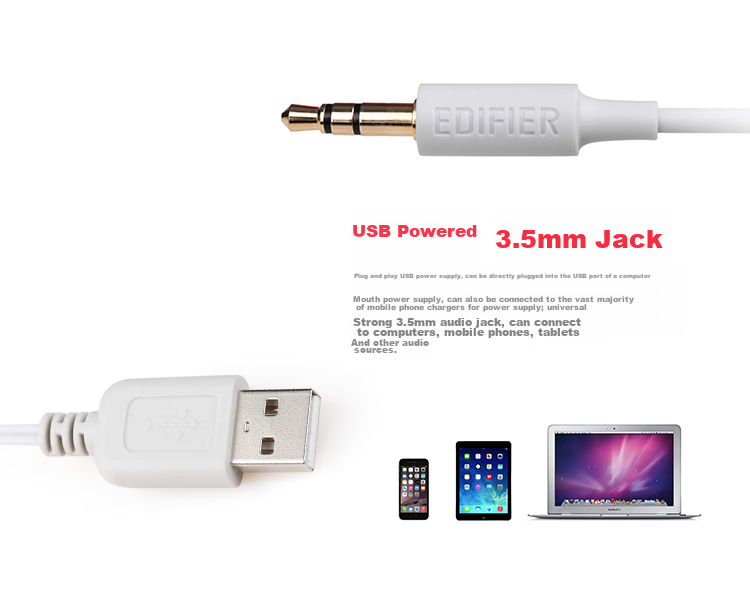 Компьютерные колонки Edifier R12U, 2.0, USB, 3.5 мм, белые