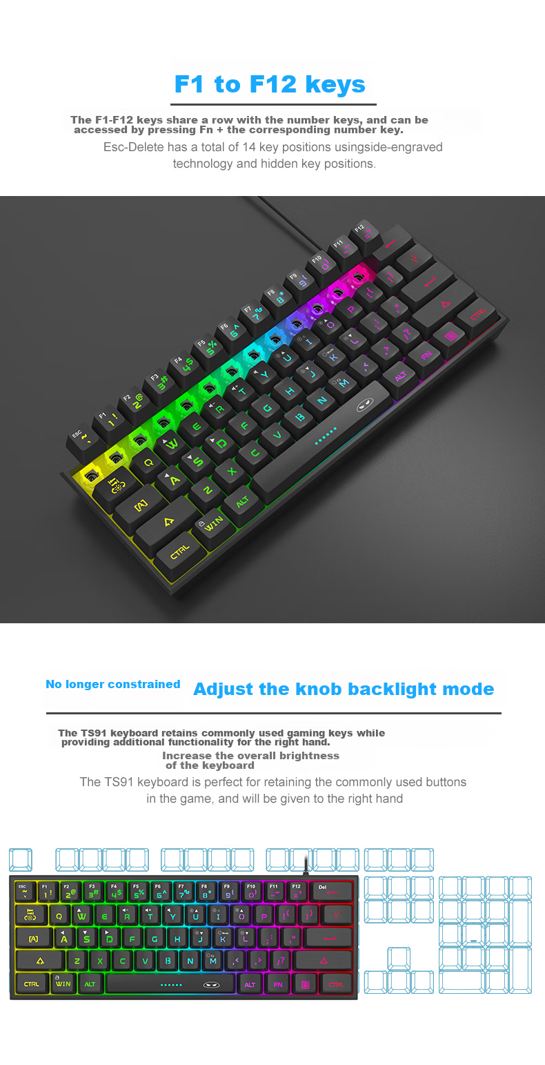 Компактная проводная клавиатура MageGee TS91