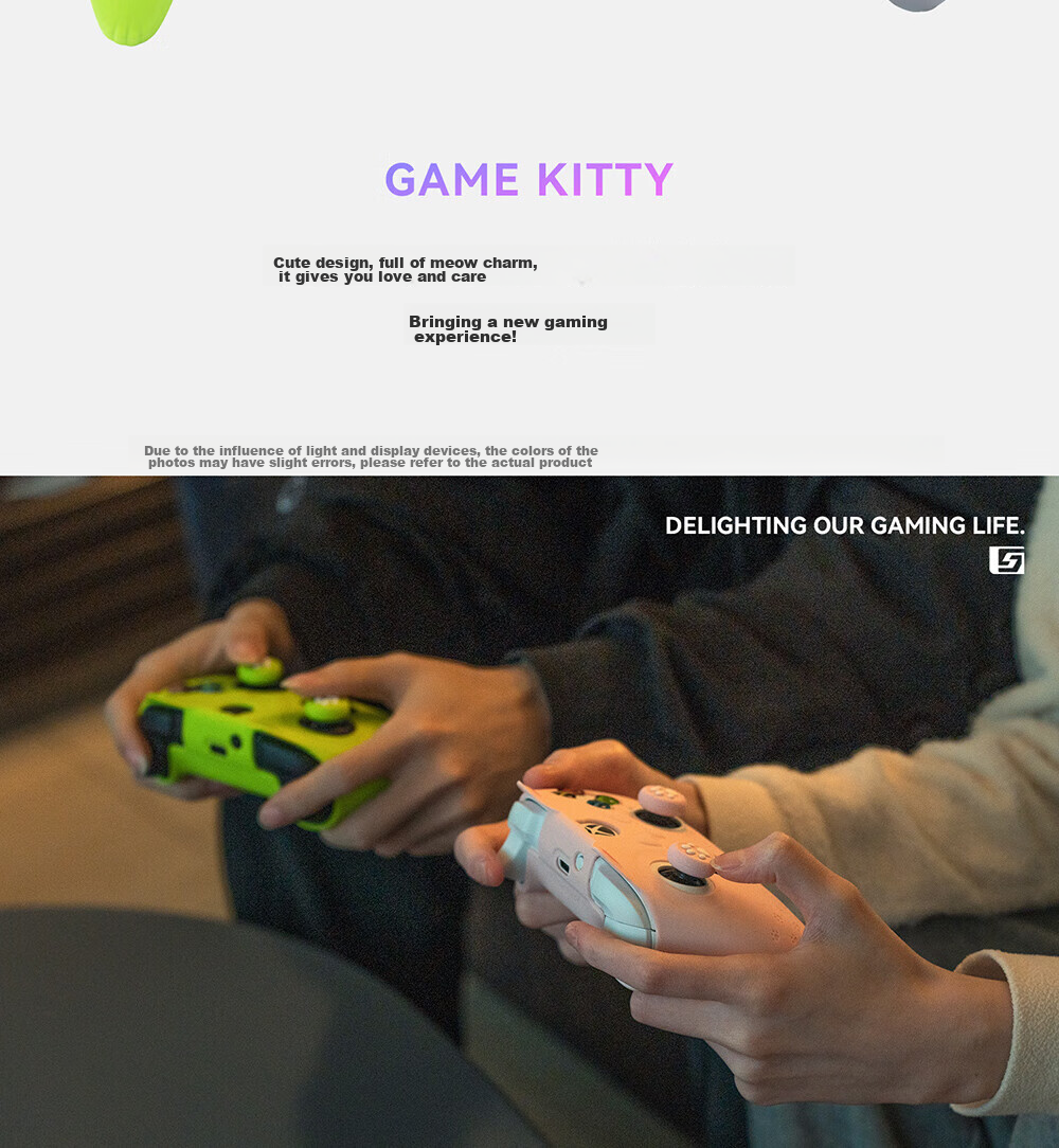 Чехол для геймпада Jixiang Xbox, зеленый, силиконовый, с колпачками для джойстика в виде кошачьей лапы