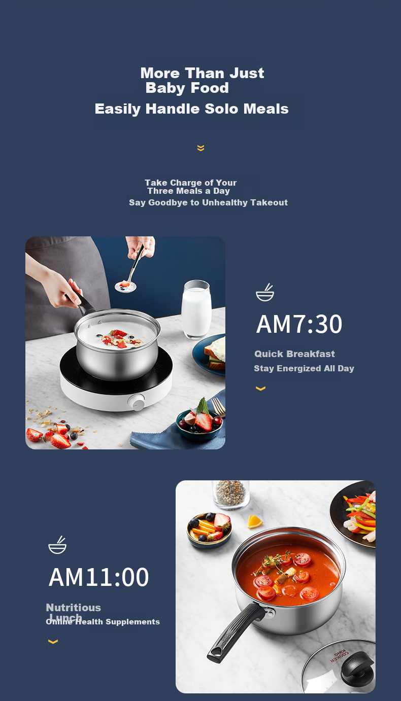Кастрюля COOKER KING из нержавеющей стали 304, 16 см, без покрытия, для супа, лапши, детского питания