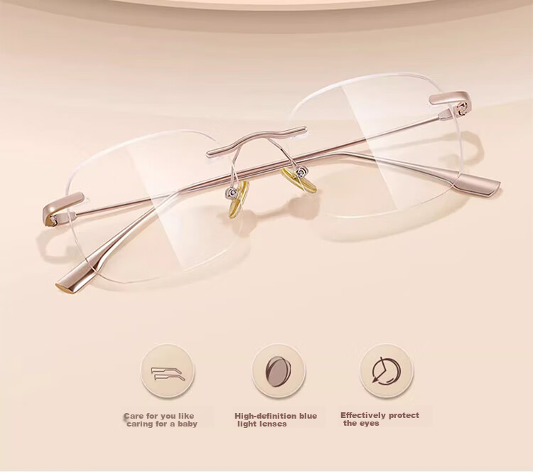 Очки Molake Ultra-Light Titanium, без оправы, антибликовые, золотая оправа, для коррекции зрения, унисекс