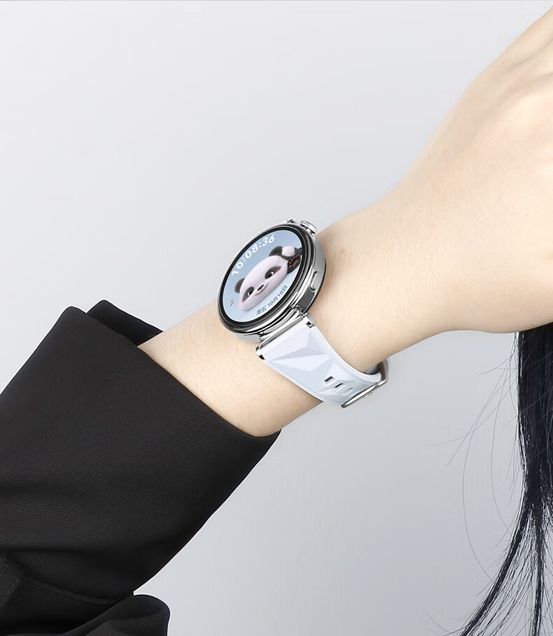 Ремешок Xiaopijiang для Huawei Watch GT6/GT5Pro, силиконовый, с узором "ледяной кристалл", женский, универсальный для 42/41мм циферблата, черный