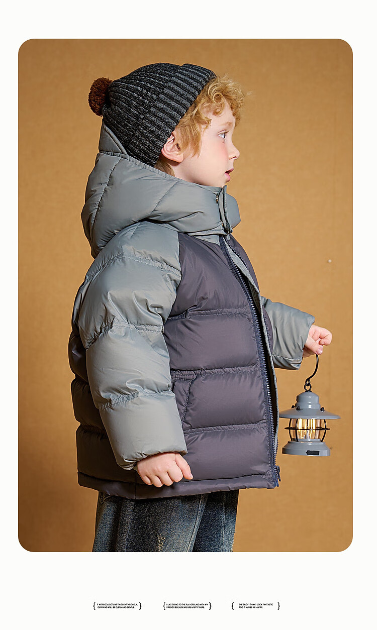 Детская зимняя куртка ASK JUNIOR, 90% пуха, теплая, с капюшоном, для мальчиков, размер 110, серая