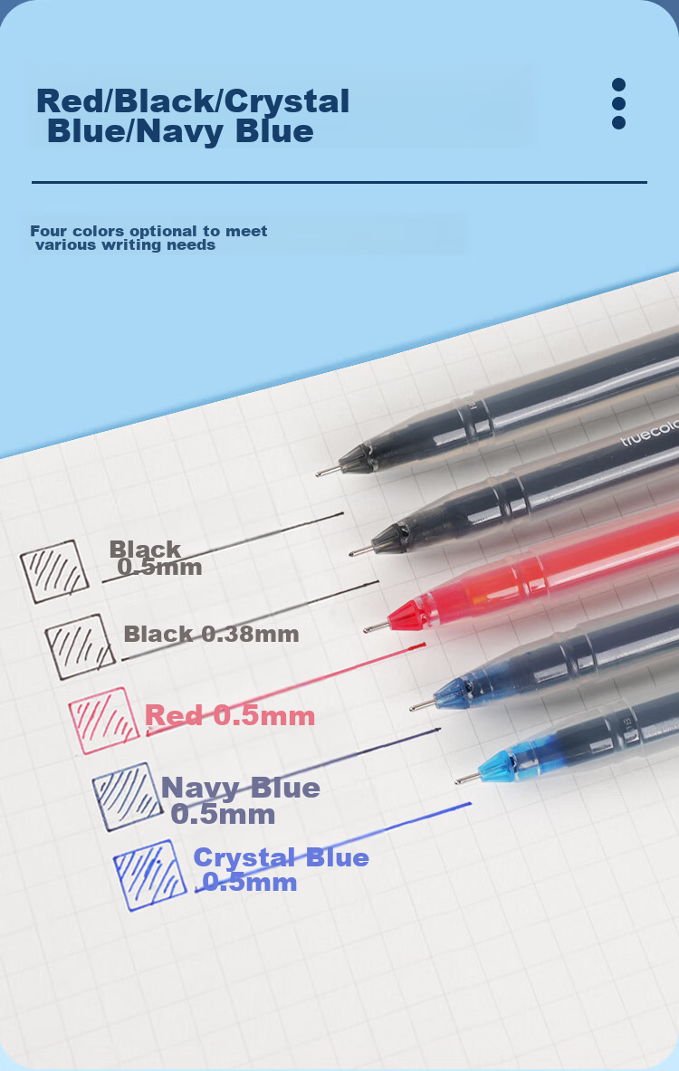 Ручка TRUECOLOR GP118, 0.5 мм, черная, набор 12 шт., для экзаменов, офиса, бизнеса