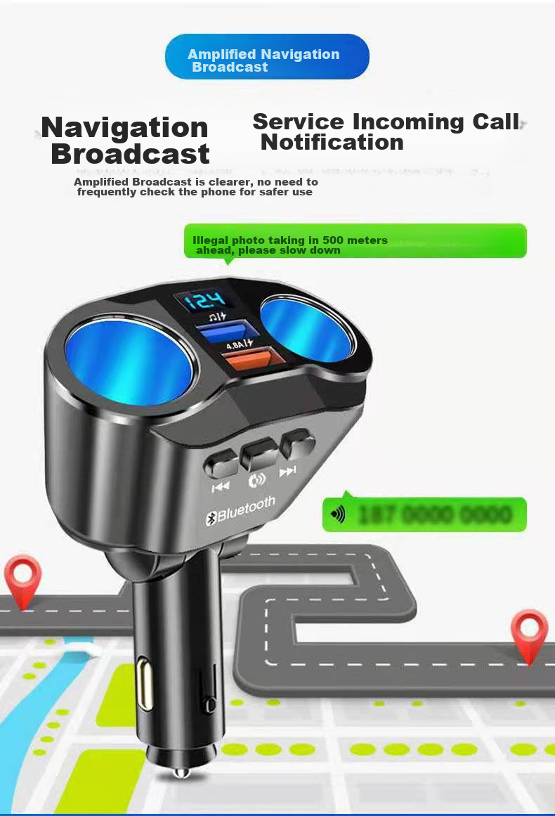 Автомобильное зарядное устройство Kylie GSF-002, MP3 Bluetooth-плеер, черный, складная модель с цифровым дисплеем, 24 Вт быстрой зарядки
