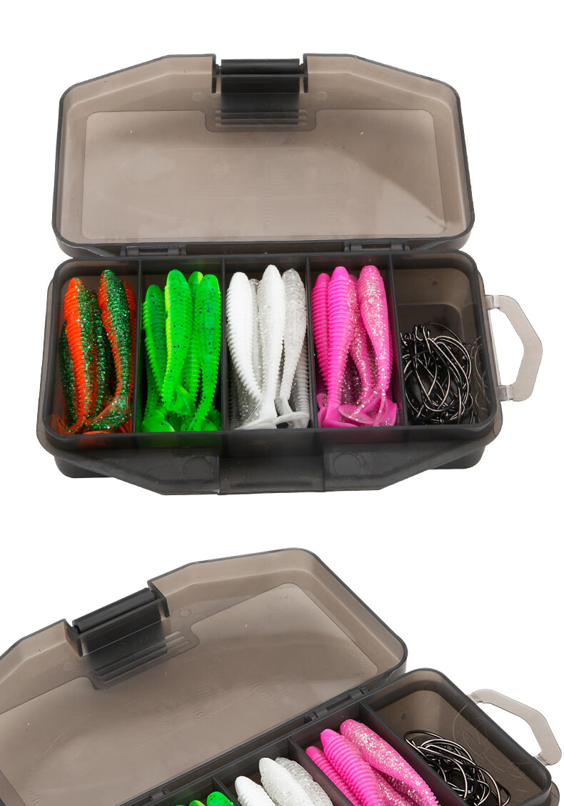 Набор мягких приманок Kemailei Lure 2# с изогнутым крючком и Т-образным хвостом, искусственная приманка для дальнего заброса, мягкая червеобразная приманка для спиннинга